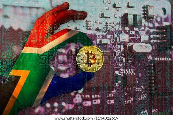 Bitcoin Crypto Currency South Africa Flag Stock Illustration 1134022619 - 